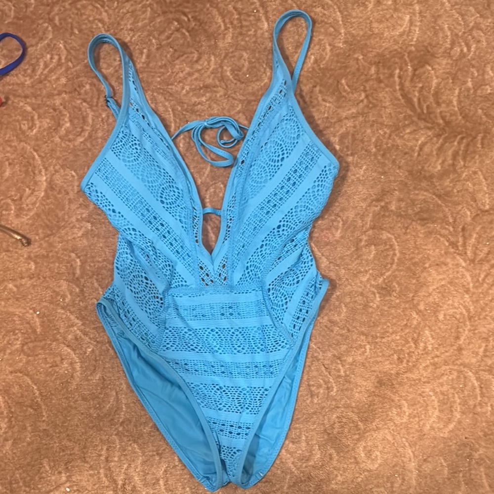 Blue Lace One-Piece Swimsuit